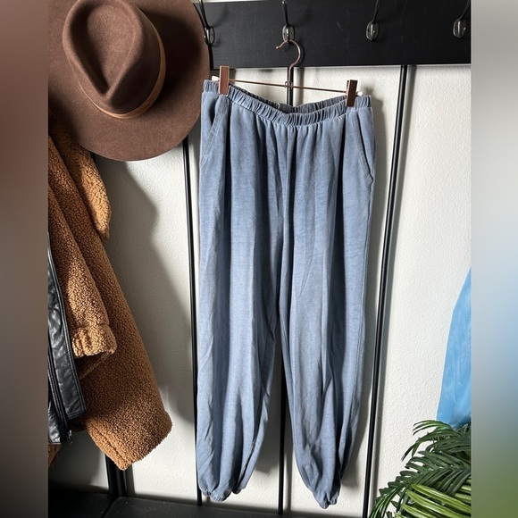 Treasure & Bond Pants - Treasure & bond washed blue lightweight cotton joggers lounge pants sweatpants